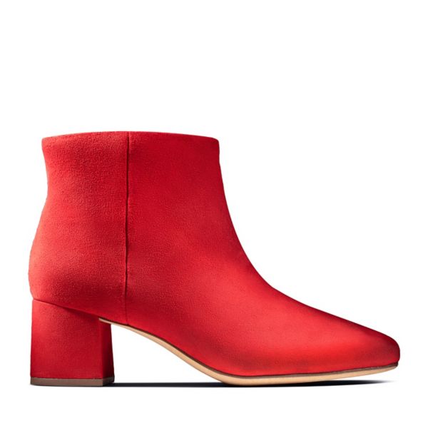 Clarks Womens Sheer Flora Ankle Boots Red | UK-542637 - Click Image to Close